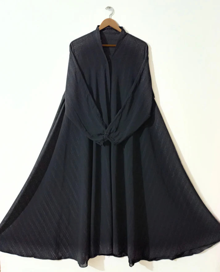 Front Open Zarri Abaya -black