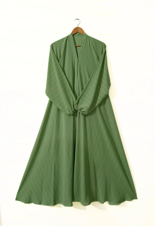 Front Open Zarri Abaya - Green