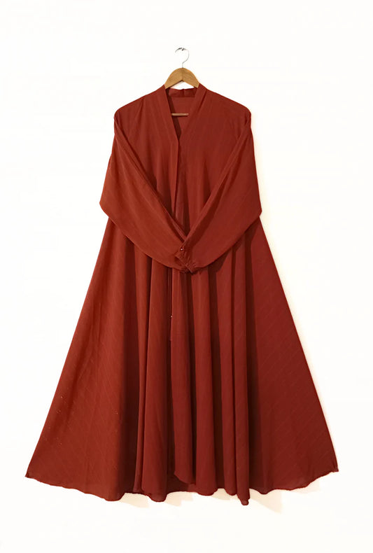 Front Open Zarri Abaya - Rust