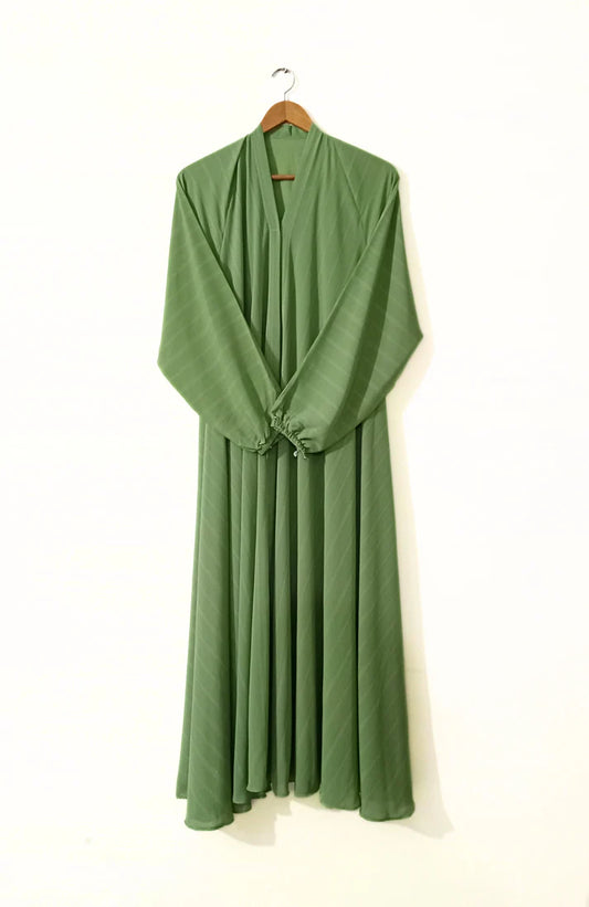Front Open Zarri Abaya - Green