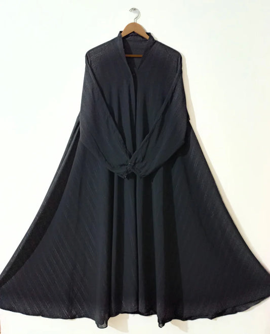 Front Open Zarri Abaya -black
