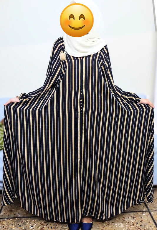 Golden Beige Lining Full Flare Abaya