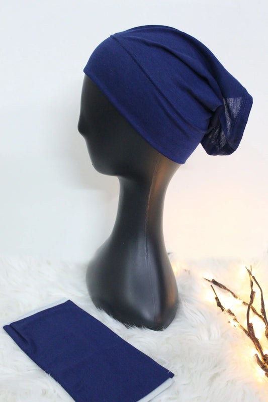 Navy Blue Under Hijab Tube Cap